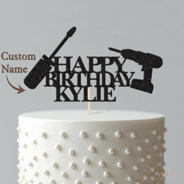 Personalised Screwdriver & Drill Cake Topper – Name - view 4