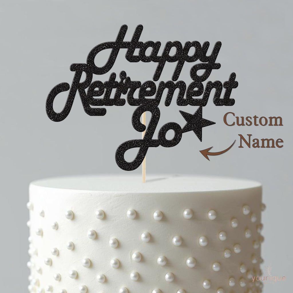 Personalised Retirement Script & Star Cake Topper – Name - view 4