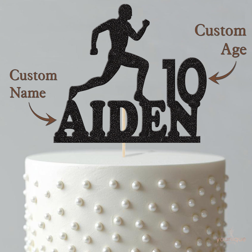 Personalised Sprinting Runner Cake Topper – Name & Age - view 4