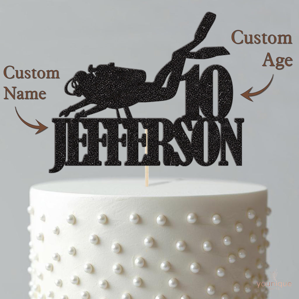 Personalised Scuba Diver Cake Topper – Name & Age - view 4