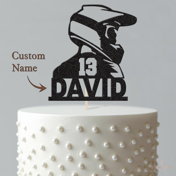 Personalised Motocross Rider Profile Cake Topper – Name & Age - view 4