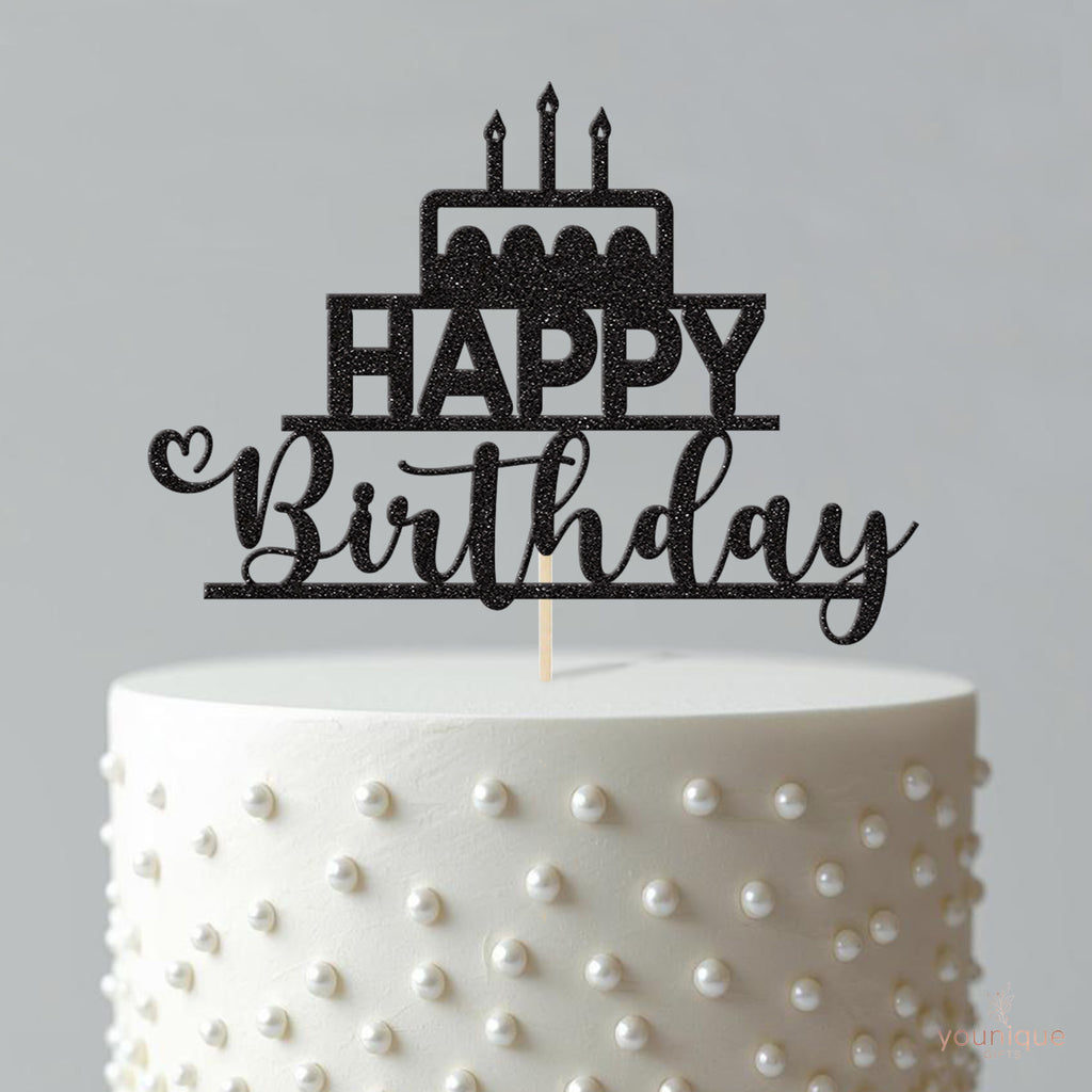 Happy Birthday Cake & Candles Cake Topper - view 4