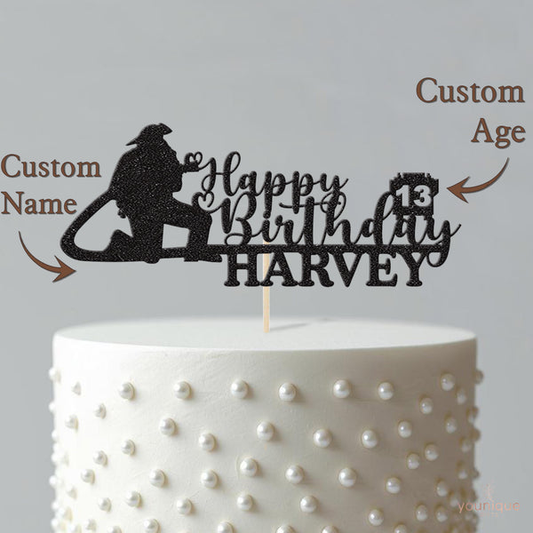 Personalised Firefighter & Hose Cake Topper – Name & Age - view 4