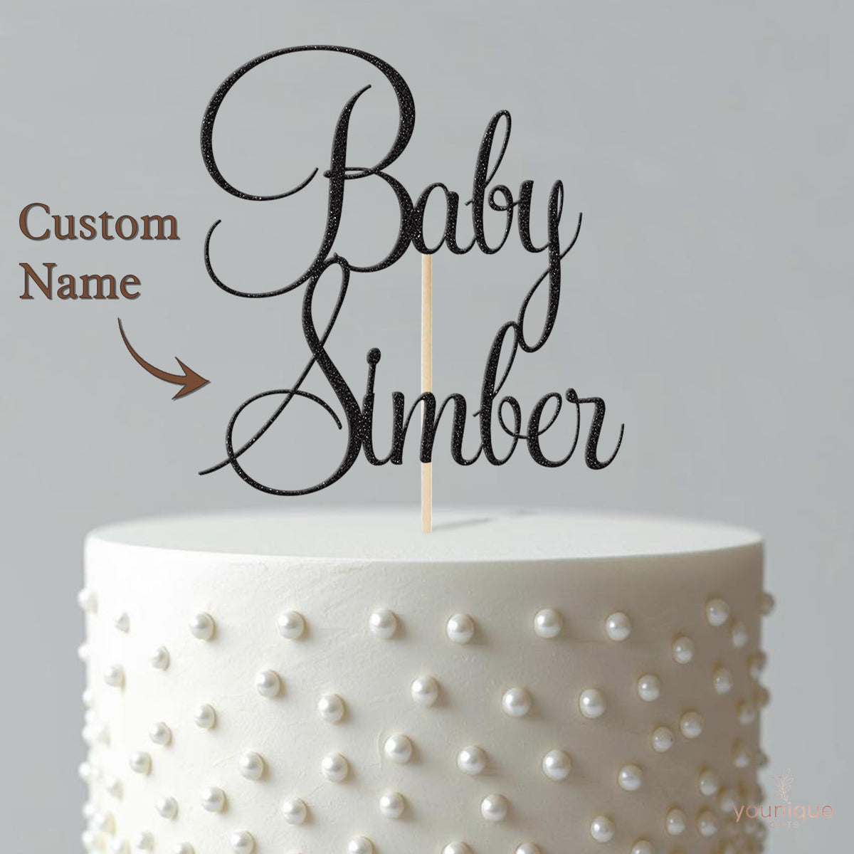 Personalised Baby Name Script Cake Topper – Name - view 4