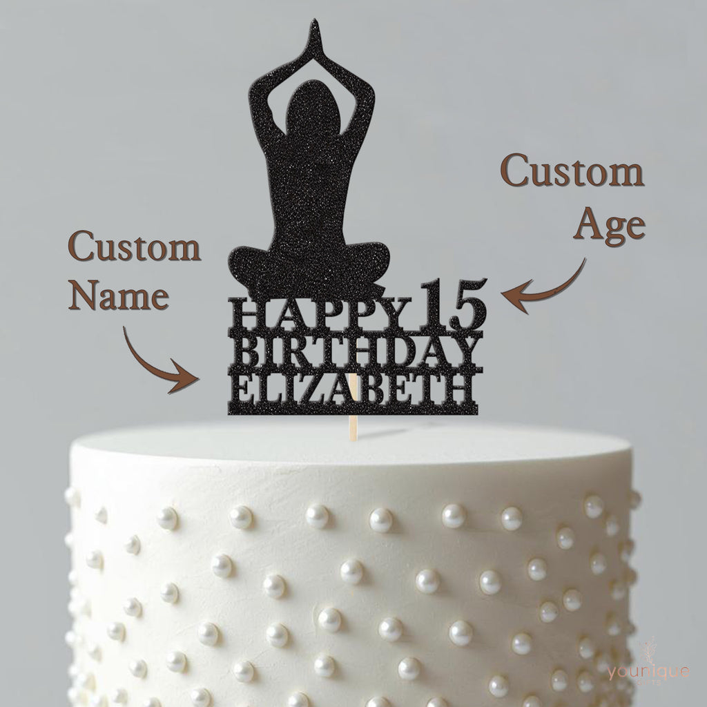 Personalised Seated Yoga Cake Topper – Name & Age - view 4