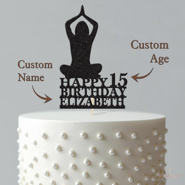 Personalised Seated Yoga Cake Topper – Name & Age - view 4
