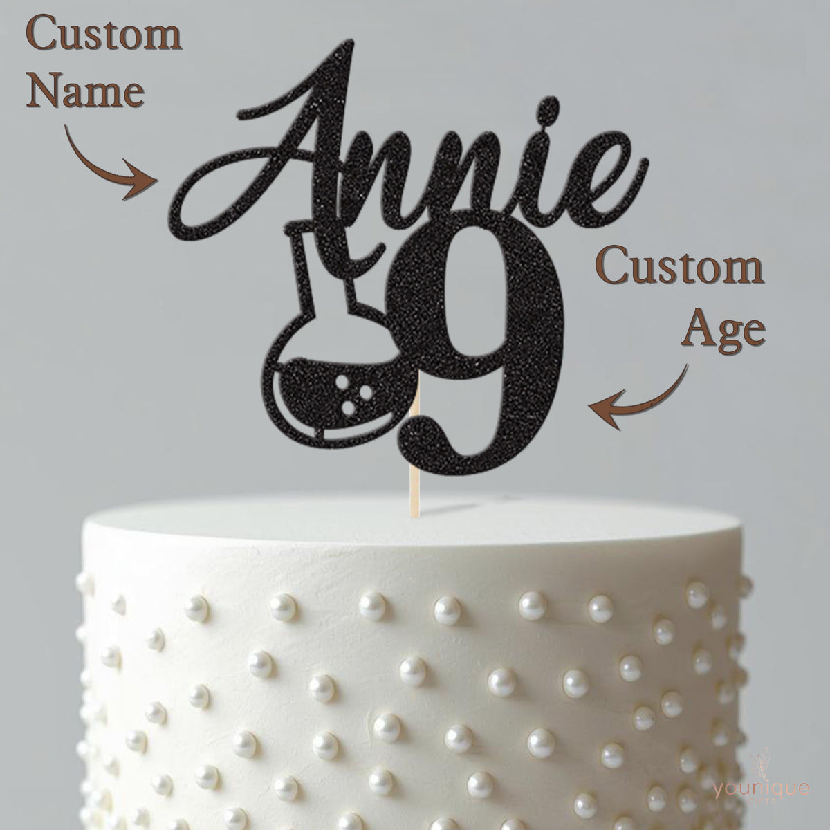 Personalised Science Flask Cake Topper – Name & Age - view 4