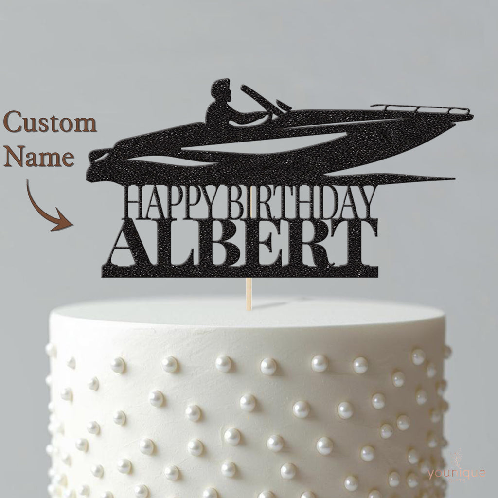 Personalised Speedboat Cake Topper – Name - view 4