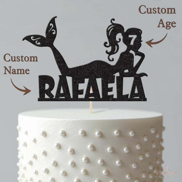 Personalised Reclining Mermaid Cake Topper – Name & Age - view 4