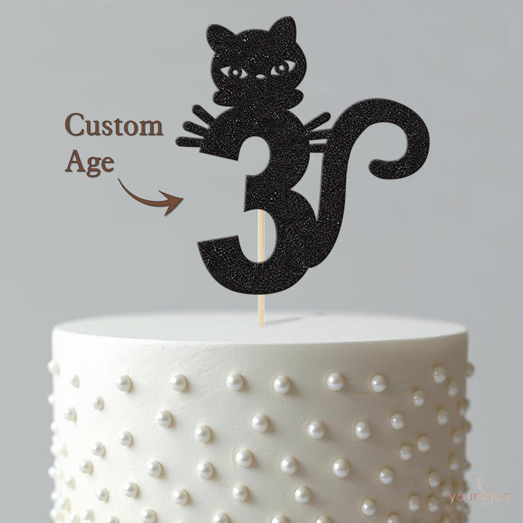 Personalised Kitten & Curled Tail Cake Topper – Age - view 4