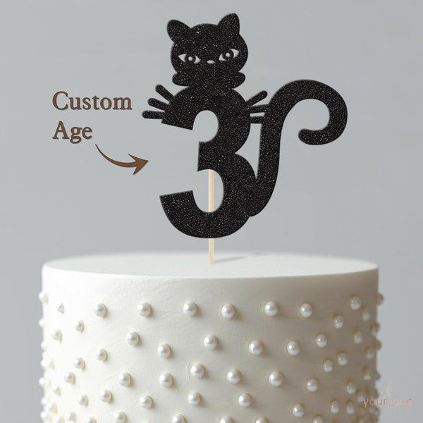 Personalised Kitten & Curled Tail Cake Topper – Age - view 4