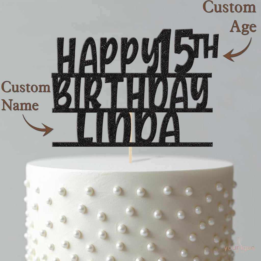 Personalised Playful Stacked Cake Topper – Name & Age - view 4