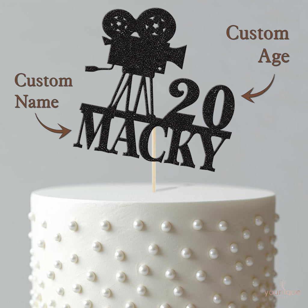 Personalised Vintage Film Camera Birthday Cake Topper – Name & Age - view 4