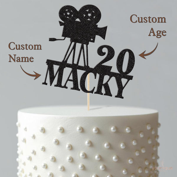 Personalised Vintage Film Camera Birthday Cake Topper – Name & Age - view 4
