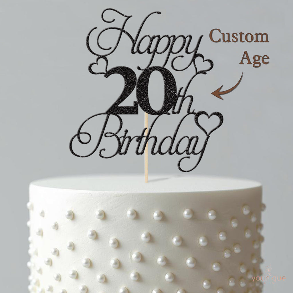 Personalised Calligraphy Hearts Cake Topper – Age - view 4