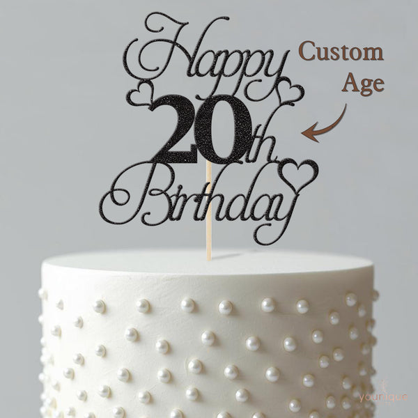 Personalised Calligraphy Hearts Cake Topper – Age - view 4
