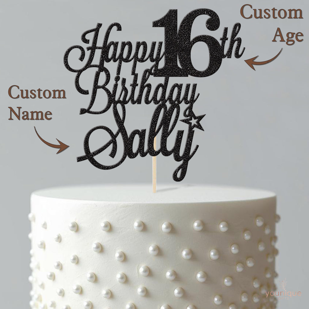 Personalised Large Number & Star Cake Topper – Name & Age - view 4