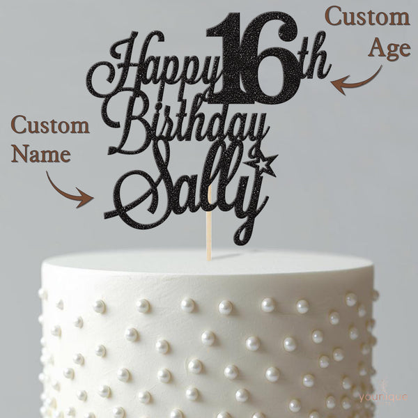 Personalised Large Number & Star Cake Topper – Name & Age - view 4
