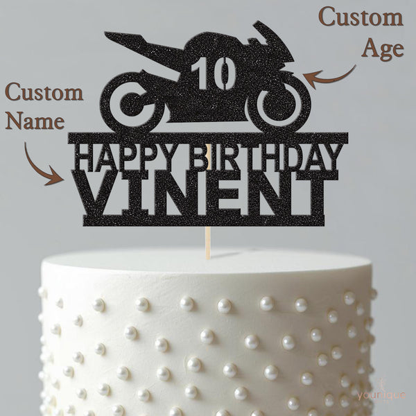 Personalised Sports Motorbike Cake Topper – Name & Age - view 4