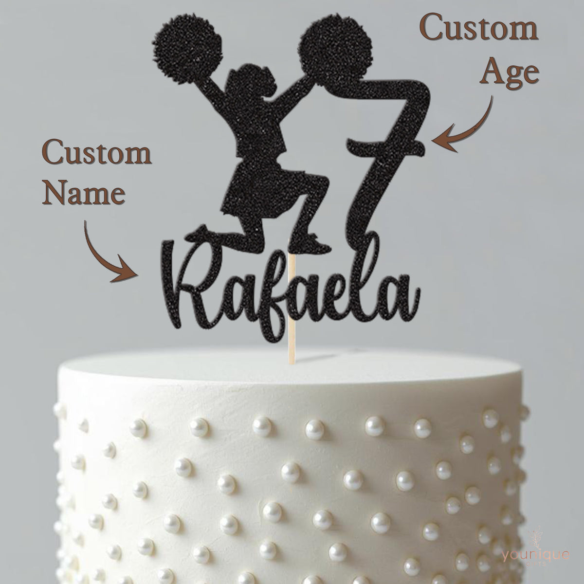 Personalised Cheerleader & Number Cake Topper – Age - view 4