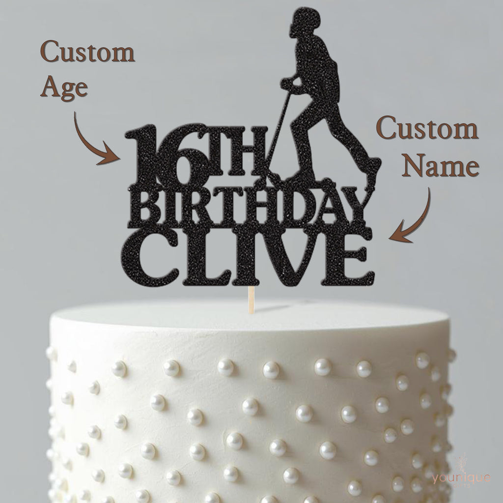 Personalised Pushing Scooter Rider Cake Topper – Name & Age - view 4