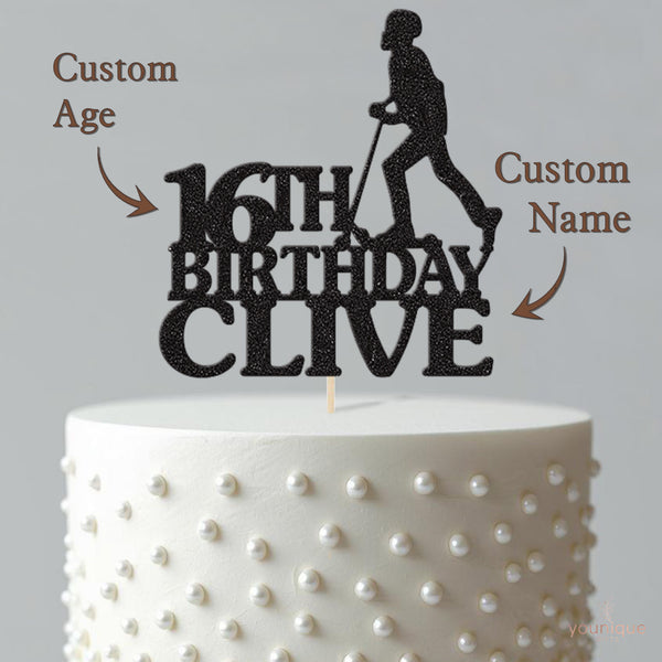 Personalised Pushing Scooter Rider Cake Topper – Name & Age - view 4