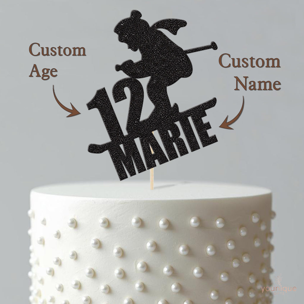 Personalised Skier with Scarf Cake Topper – Name & Age - view 4