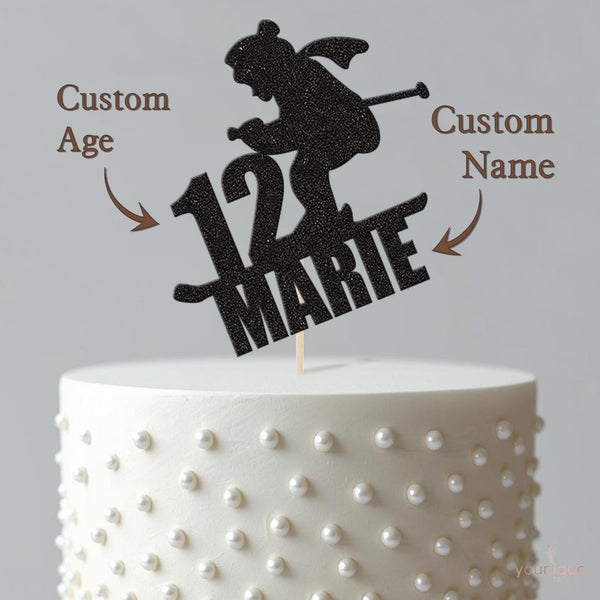 Personalised Skier with Scarf Cake Topper – Name & Age - view 4