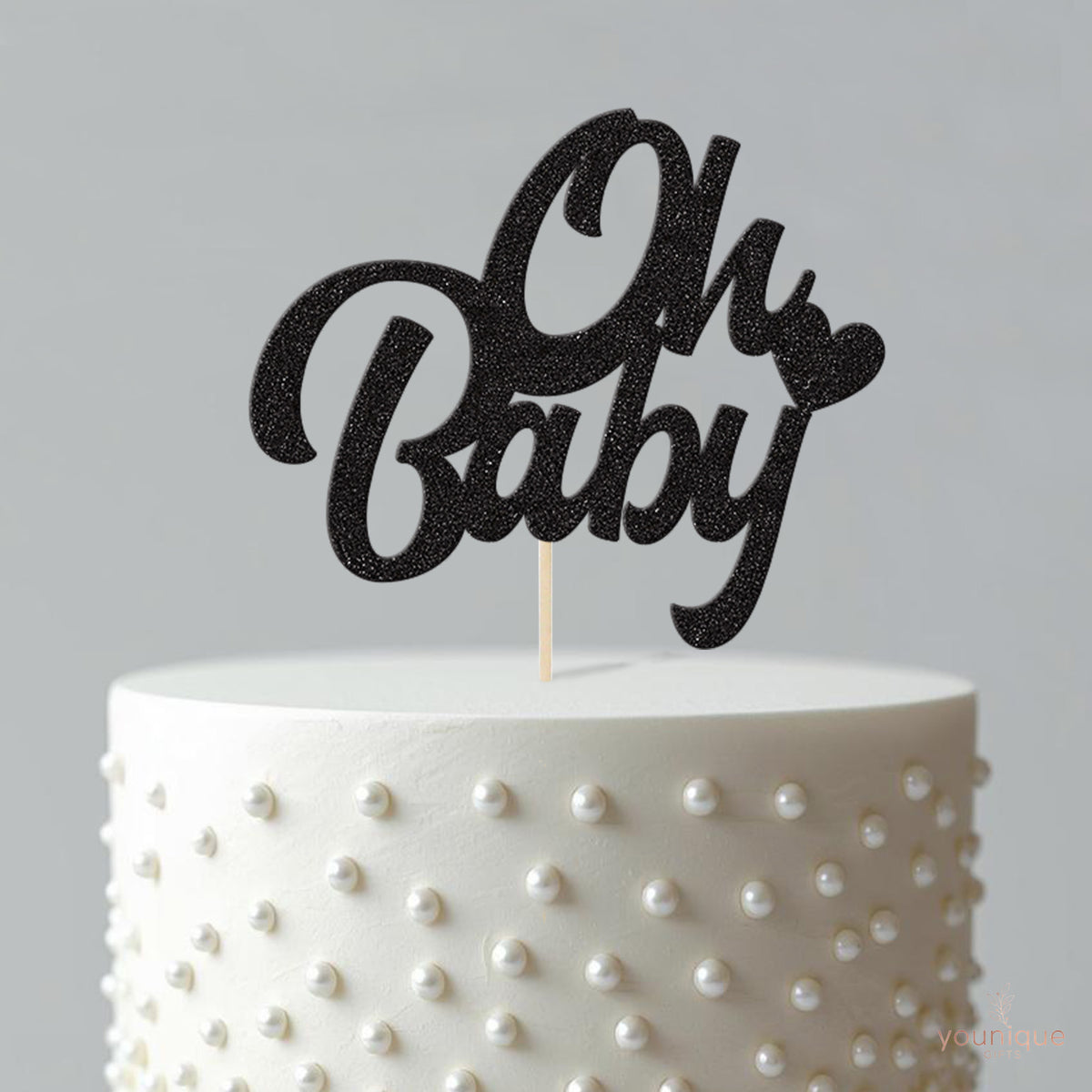 Oh Baby Bold Script Heart Baby Shower Cake Topper - view 4
