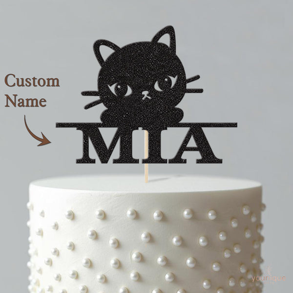 Personalised Wide-Eyed Kitten Cake Topper – Name - view 4