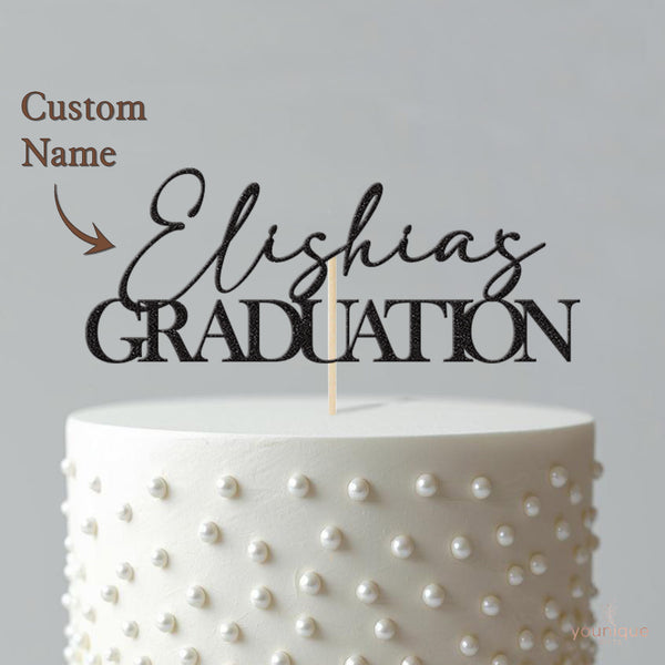 Personalised Script Name Graduation Cake Topper – Name - view 4