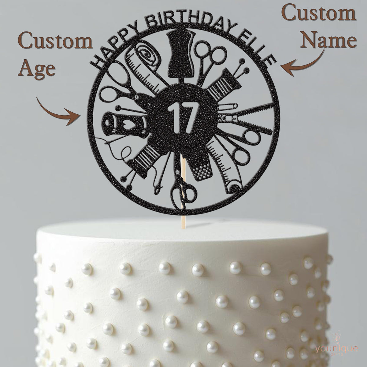 Personalised Dressmaker Cake Topper – Name & Age - view 4