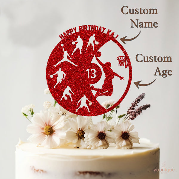 Personalised Basketball Cake Topper – Name & Age - view 4