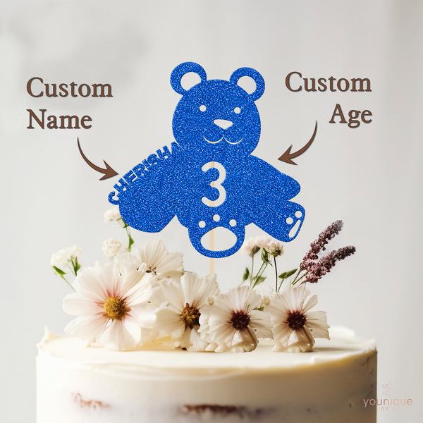 Personalised Teddy Bear Cake Topper – Name & Age - view 4