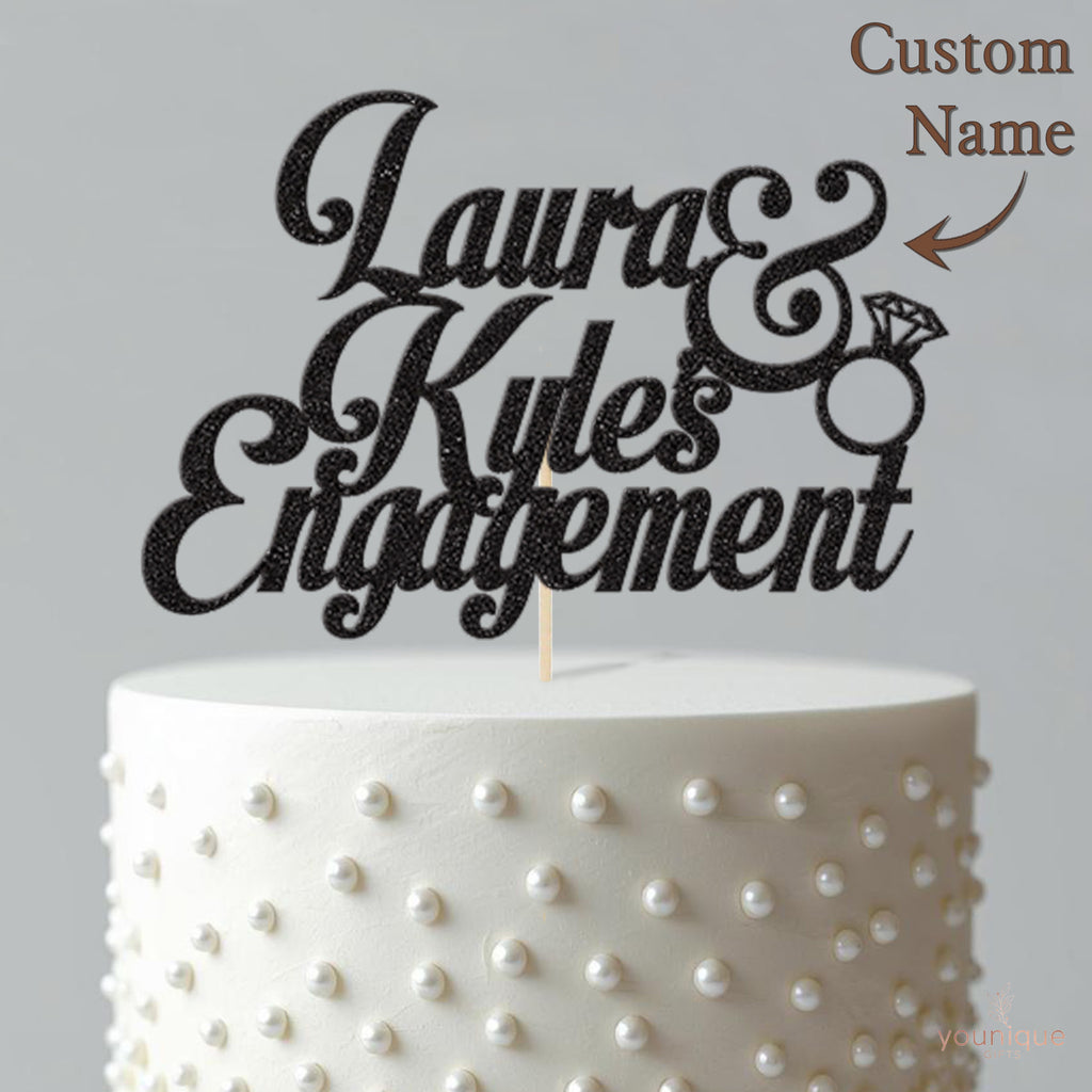 Personalised Script Names & Ring Engagement Cake Topper – Names - view 4