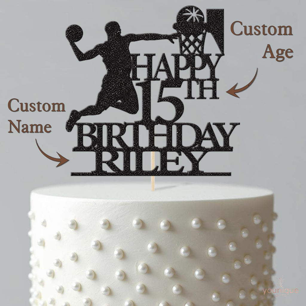 Personalised Leaping Basketball Player Cake Topper – Name & Age - view 4