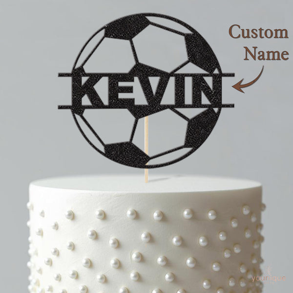 Personalised Football Outline Cake Topper – Name - view 4