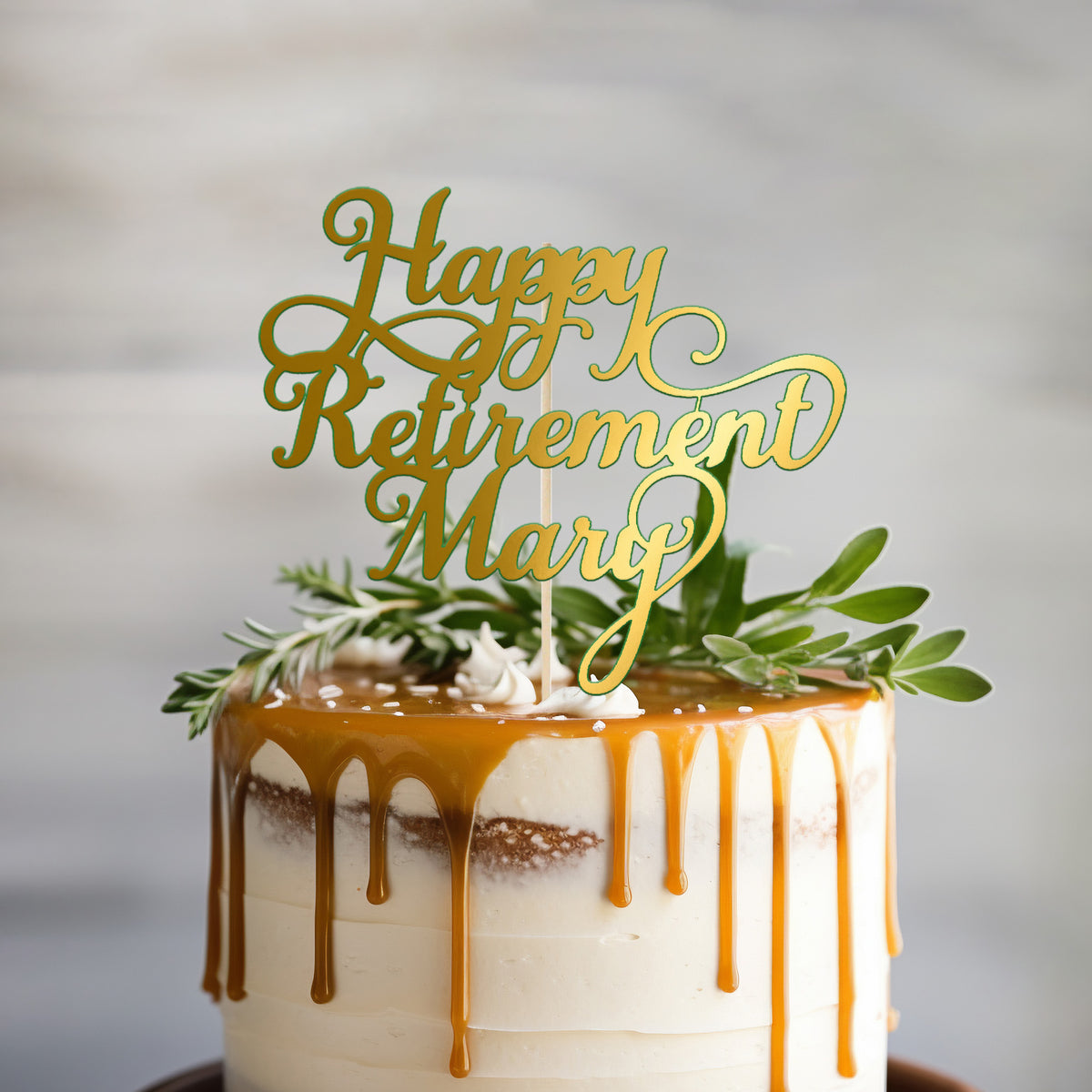Happy Retirement Style 1 in Gold Mirror