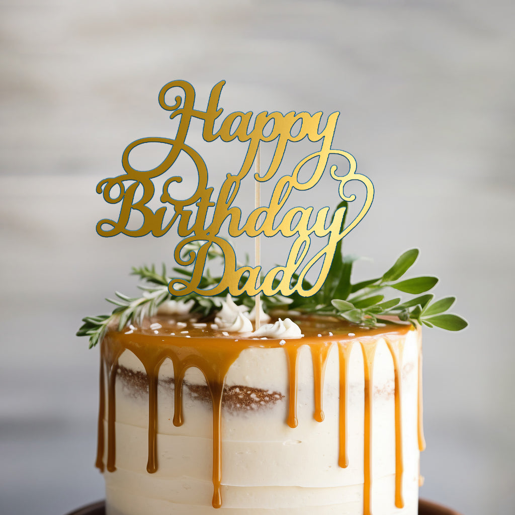 Happy Birthday Dad Style 1 in Gold Mirror