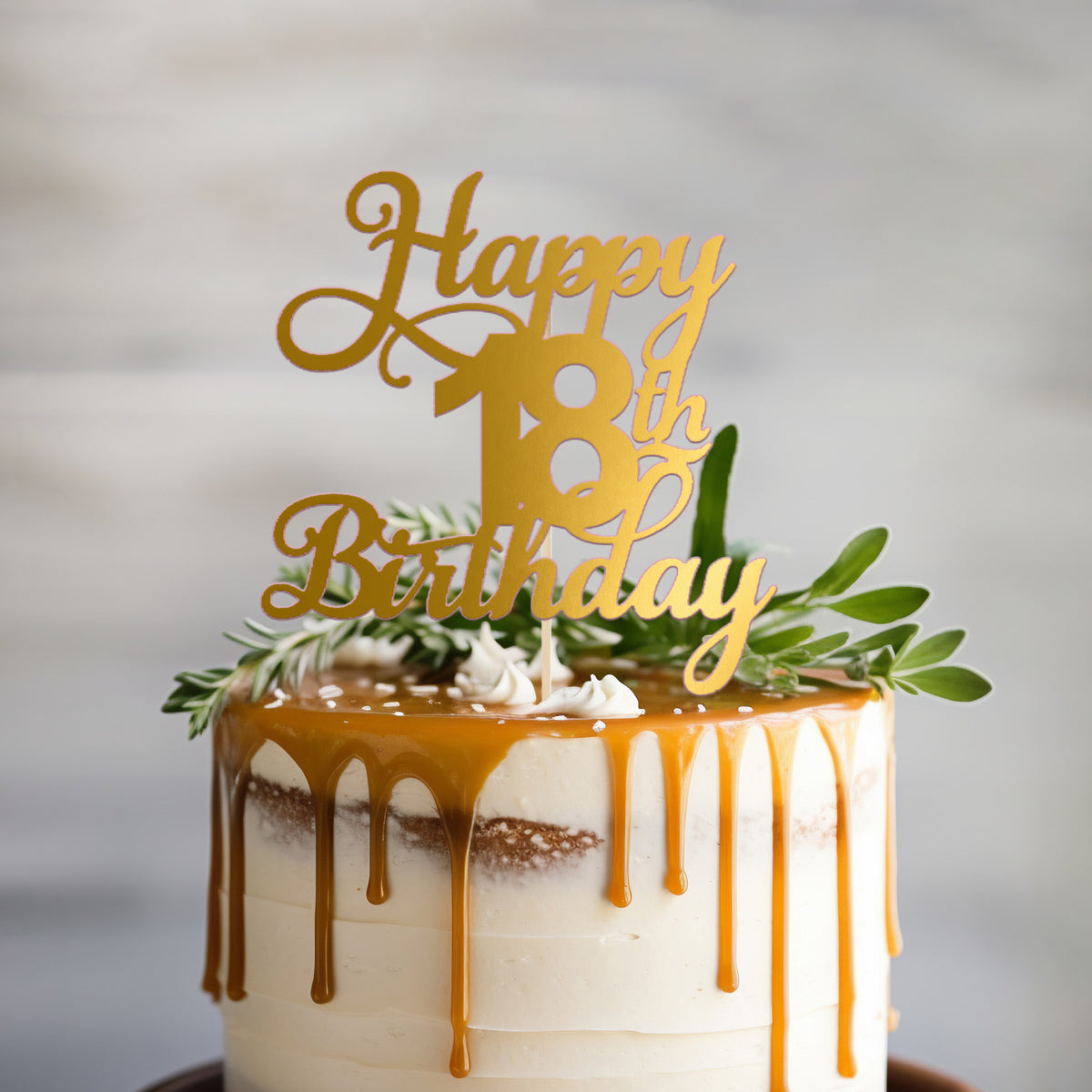 Happy 18th Birthday Style 2 in Gold Mirror