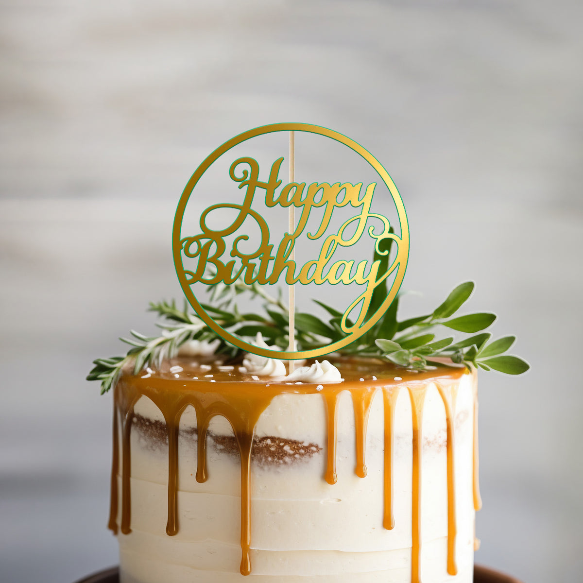 Happy Birthday Style 3 in Gold Mirror
