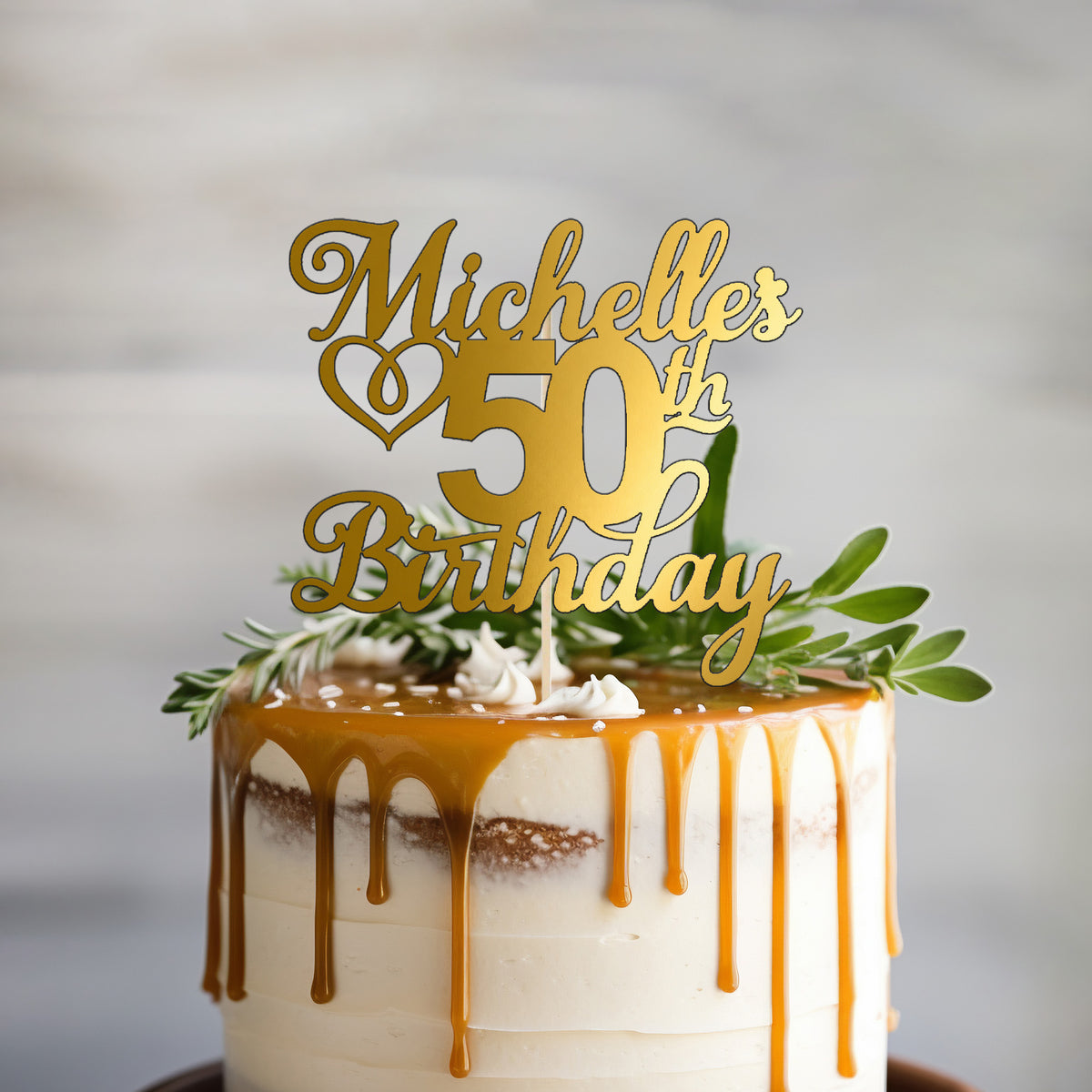 50th Birthday Style 1 in Gold Mirror