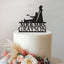 Personalised Golf-Loving Groom & Bride Cake Topper – Surname in Black Glitter