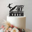 Personalised Surfer & Surfboard Birthday Cake Topper – Name & Age in Black Glitter