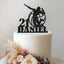 Personalised Leaping Volleyball Player Cake Topper – Name & Age in Black Glitter