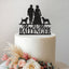 Personalised Wedding Couple & Two Dogs Cake Topper – Surname in Black Glitter