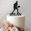 Personalised Tennis Player Ready Stance Cake Topper – Name in Black Glitter