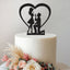 Proposal Couple Heart Engagement Cake Topper in Black Glitter