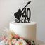 Personalised Electric Guitar and Number Cake Topper – Name & Age in Black Glitter