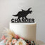 Personalised Triceratops Silhouette Cake Topper – Name in Black Glitter